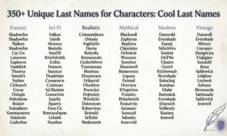 350+ Unique Last Names for Characters: Cool Last Names