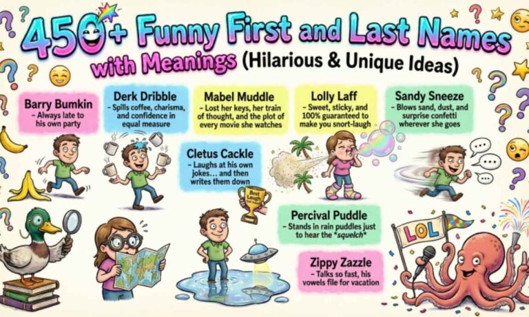 450+ Funny First and Last Names with Meanings (Hilarious & Unique Ideas)