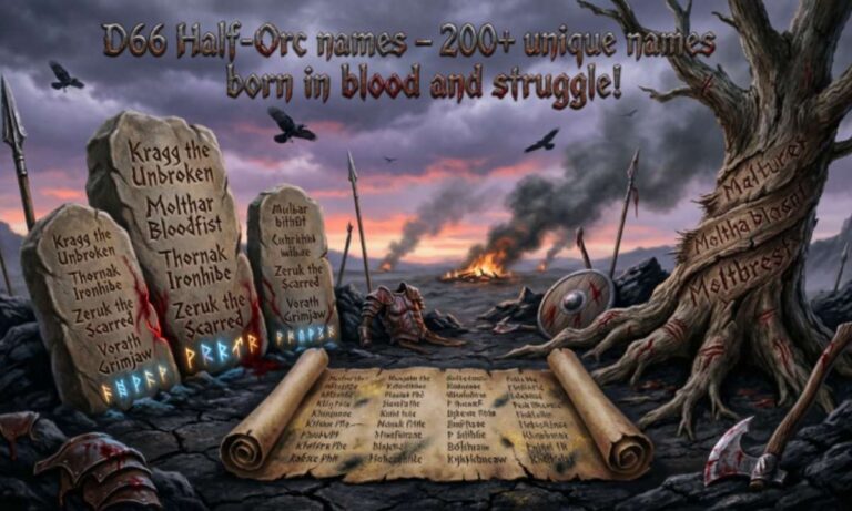 D66 Half-Orc names – 200+ unique names born in blood and struggle!