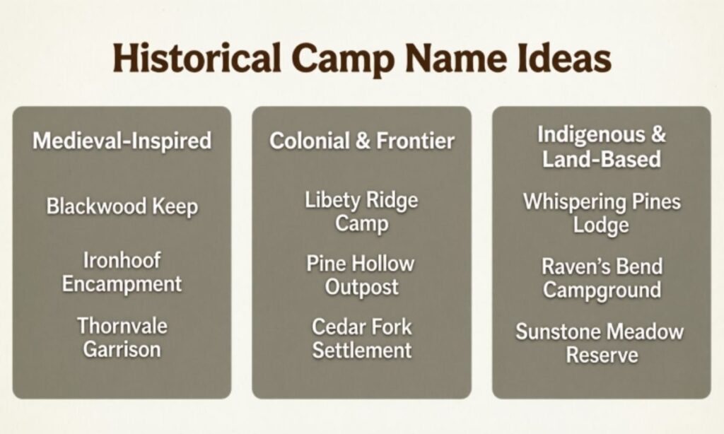 Historical Camp Name Ideas