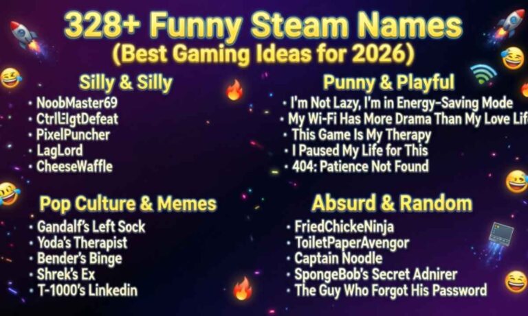 328+ Funny Steam Names (Best Gaming Ideas for 2026 😂🔥)