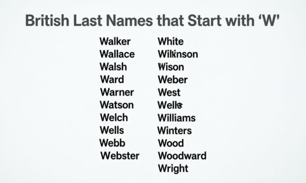 British Last Names that Start with 'W'