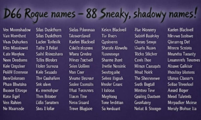 D66 Rogue names – 88 Sneaky, shadowy names!