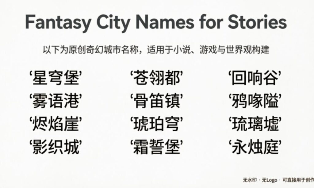 Fantasy City Names for Stories