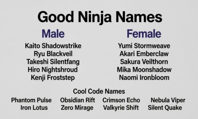 Good ninja names (Male & Female) + Cool Code Names