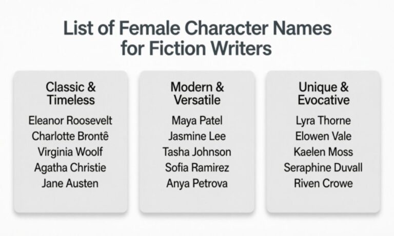List of Female Character Names for Fiction Writers