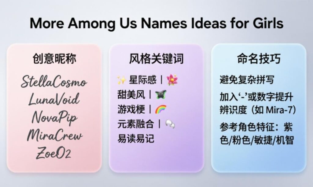 More Among Us Names Ideas for Girls