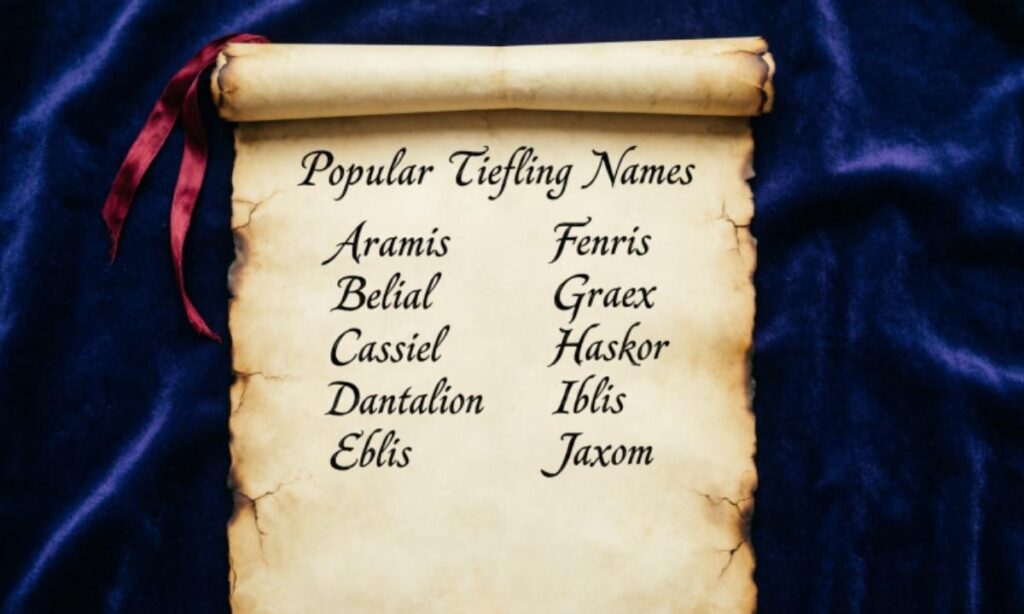 Popular Tiefling Names

