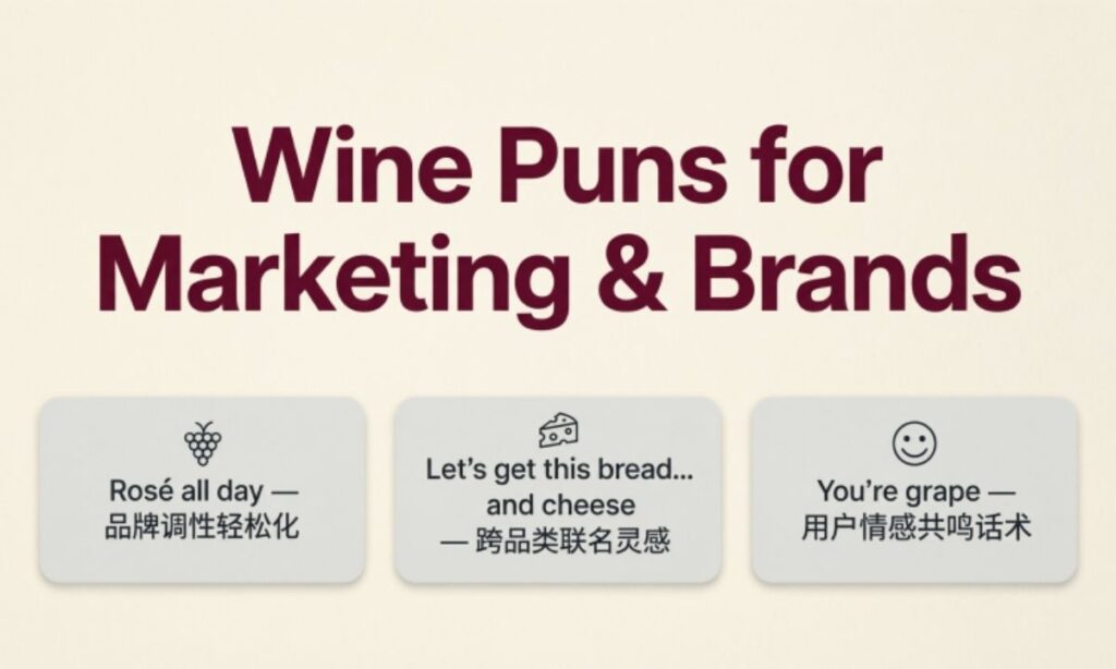💼 Wine Puns for Marketing & Brands