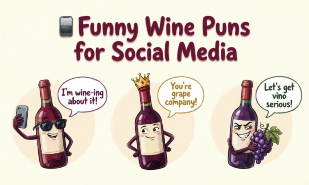 📱 Funny Wine Puns for Social Media